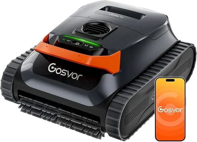 (Nuovo 2026) Gosvor Robot Piscina Limpiafondos y Paredes, Doble Filtración, Planificación Inteligente Rutas, 5 Modos, Control APP, 200Min Autonomía, Línea Agua y Zona Poco Profunda, Auto Parking, 200㎡