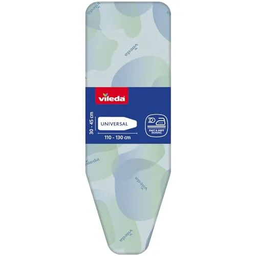 Vileda Funda de Recambio para Tabla de Planchar Premium 2 en 1, Tamaño Universal Ajustable, Triple Capa, QuickFIX, 110 a 130 cm x 30 a 45 cm