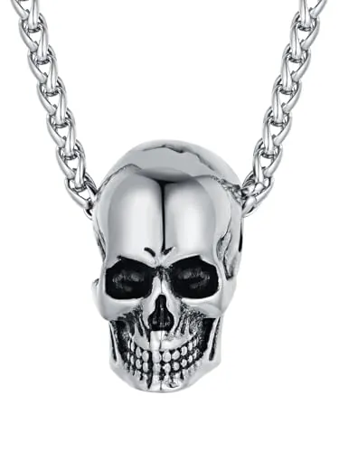 FaithHeart Colgante Hip Hop Calavera Acero Inoxidable 316L Hombre Collar Cool Punk Rock Cabeza Esqueleto Cráneo Joyería Hip Hop Halloween