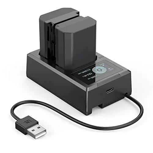 SMALLRIG 2 Pack 2040mAh Reemplazo Compatible con NP-FZ100 Batería y Kit de Cargador, Dual con Puerto USB-C,Compatible para Sony A7R IV,A7R III,A7 III,A7C,FX3, FX30,A6600,A6700,ZV-E1,A1,A9-3824B