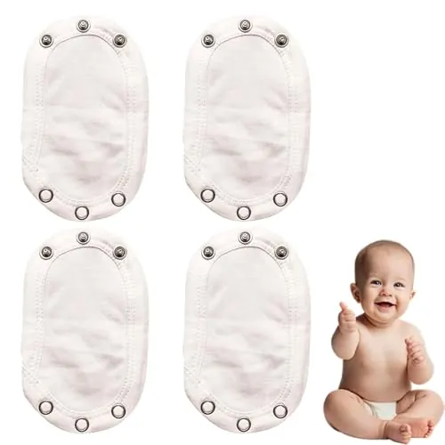 SWYZOR Alargador Body Bebe,4 Pcs Extensor Body Bebe, Tela de Doble Capa, Cierre a Presión, Ajustable para Bodys y Pañales (Blanco)