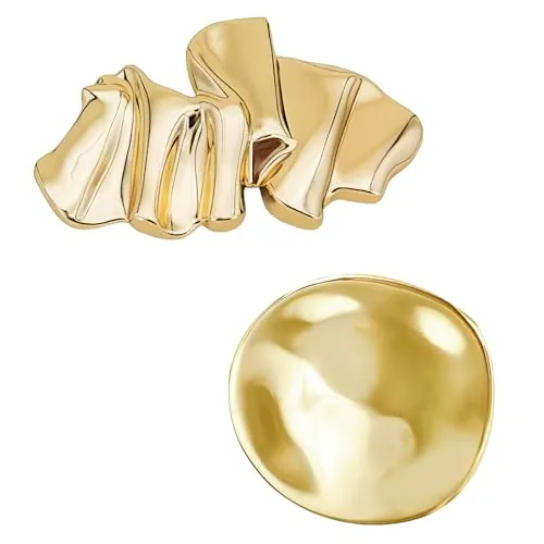 2 piezas de broches dorados para ropa, broches de metal dorados de forma irregular, exquisitos broches y alfileres decorativos para moda femenina, bodas, trajes, vestidos, accesorios de ropa