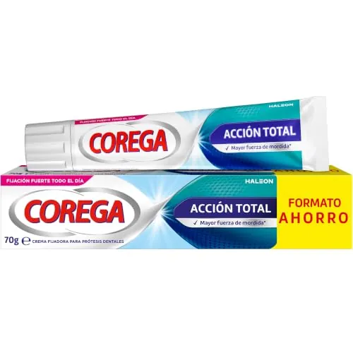 Corega Acción Total, Crema Fijadora Prótesis Dentales, 70 g