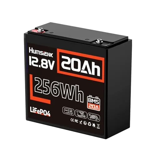 Humsienk Batería Litio 12V 20Ah,Batería LiFePO4,6000+ Ciclos Profundo y 256Wh,BMS Inteligente de 20A,Grado A Células de la Bateria para Caravanas,Iluminación de Emergencia, Camping, Cortacéspedes
