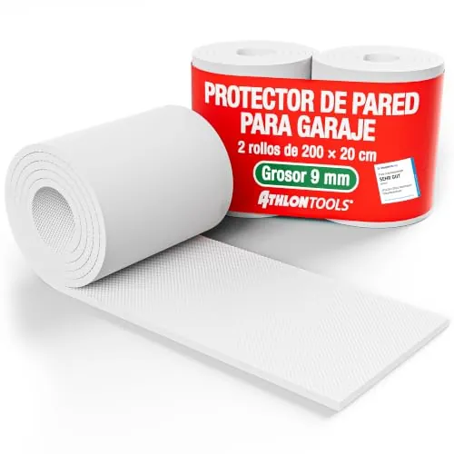 ATHLON TOOLS 2X FlexProtect Protectores para Pared de Garaje, Cada uno de 2 m de Largo, Protector extragrueso del Borde de Puertas, autoadherente, Impermeable