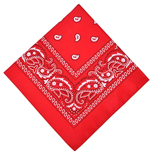 Aomig Pañuelos Cabeza Mujer, Pañuelo Pirata con Diseño Único Estampado, Bandana Hombre de Moda y Deporte, Pañuelos de Colores Unisex para Cuello, Cabeza, Muñeca, Adultos y Niños, 54 X 54 cm (Rojo)