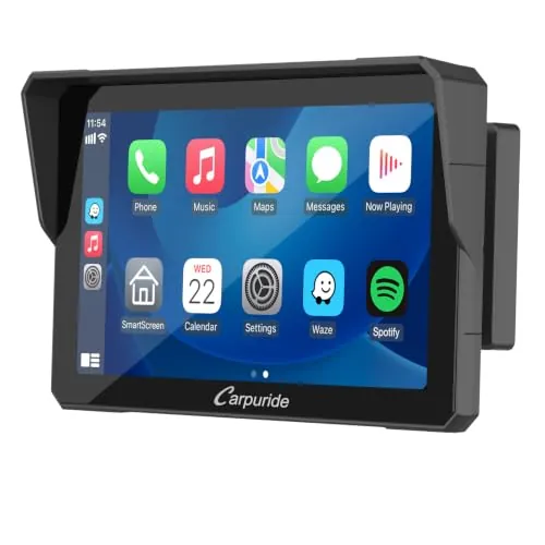 Carpuride W702B Pro Motocicleta Carplay Pantalla con Soporte para BMW Moto | Inalámbrico CarPlay y Android Auto, 7” Impermeable Táctil Pantalla, Dual Bluetooth, Intercomunicador Función, Navegación.