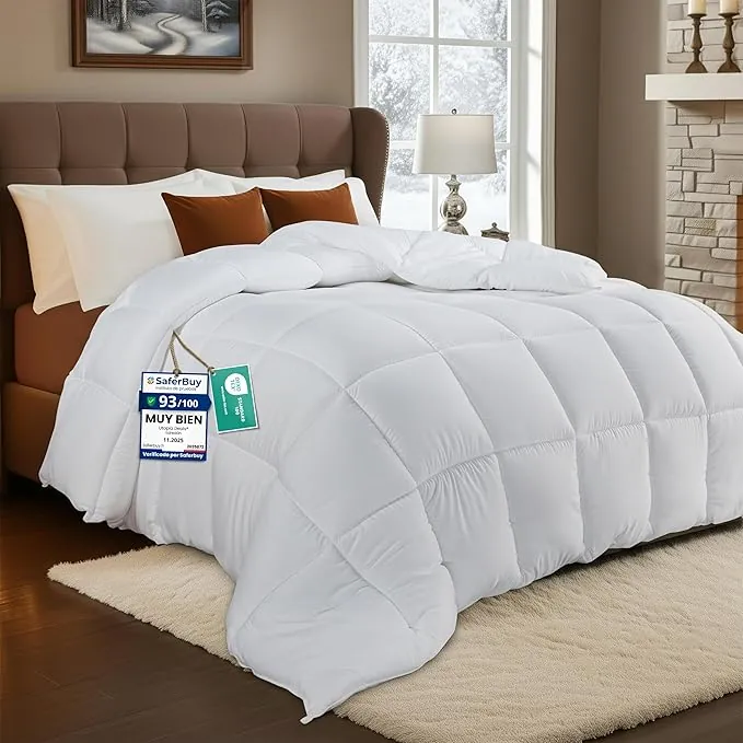 Utopia Bedding Edredón Acolchado 240x260 cm, Edredon Cama 180, Relleno Nórdico 200 gr/m² en 100% Microfibra (Blanco)