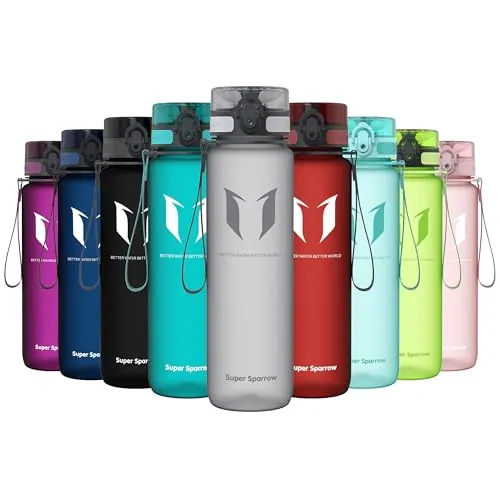 Sparrow Botella Agua Deportiva 1Litro - Sin BPA -Tritan Cantimplora 1-Click