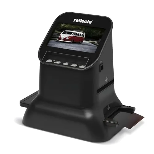 Reflecta x66-Scan - Escaner Diapositivas y Negativos, Sensor CMOS 14 MP, Resolución Normal de 14MP e Interpolada de 22MP, Pantalla LCD IPS de 4,3'', Corrección Auto/Manual del Color, USB 2.0