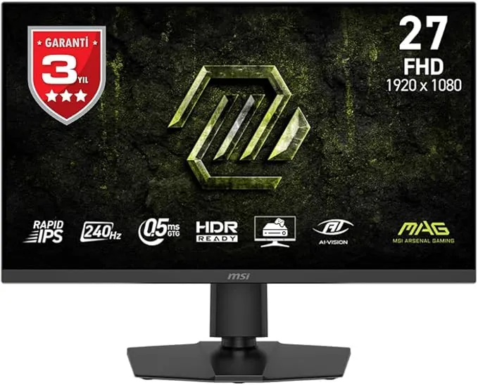 MSI mag 272PF X24 Monitor Gaming de 27" FHD, 1920 x 1080 Rapid IPS, 240 Hz, 0,5 ms, Compatible con HDR, protección Ocular, HDMI 2.0b, DP 1.2a, inclinación/Altura Ajustables, Montaje Vesa, Negro