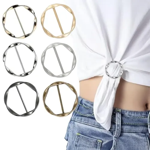 JRYXDS 6 Pcs De Metal Para Mujer, Hebilla De Clip Para Camiseta Ebilla De Anillo Para Bufanda Para Boda Fiesta Ropa Camiseta Pañuelo Chal Mujer Moda Decoración