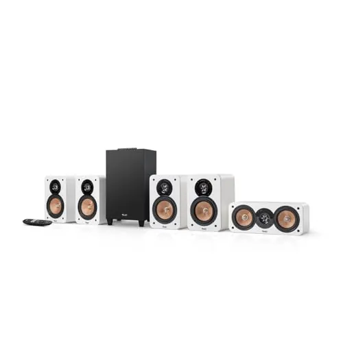 Teufel Ultima 20 Concept 5.1 Sistema de Altavoces Sonido Surround Home Cinema con Bluetooth y Receptor AV Integrado, Dolby Audio, función de Tarjeta de Sonido USB-C, HDMI ARC CEC (Blanco)