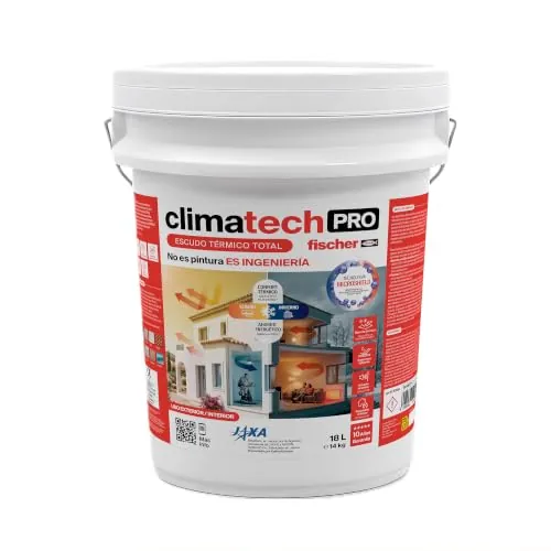 fischer - Climatech Pro - Escudo Térmico Total, Aislante Térmico Reflexivo Exterior e Interior para Pared, Techo, Tejado, Fachada o Habitación (18 L)