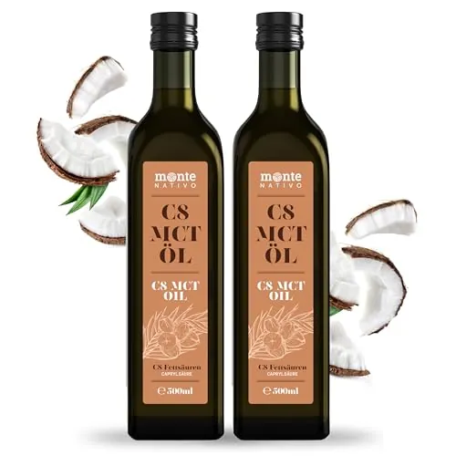 MCT Aceite C8 Monte Nativo 2 x 500 ml – Aceite de coco puro líquido