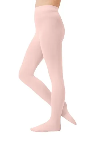 CozyWow Medias de ballet para niña, 60 den, semiopacas, de microfibra, con pie, Rosa., 6-8 años