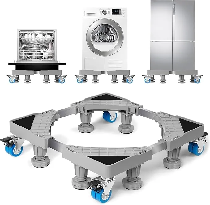 Base Lavadora Con 8 Patas Y 4 Ruedas, Soporte Lavadora Secadora Antideslizante Y Amortiguadora, Tama O Ajustable(42-66 Cm), Plataforma Con Ruedas Capacidad (Carga de 300 KG)