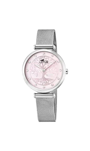 LOTUS Reloj Mujer Analógico de Acero Inoxidable 316l Plateado - Movimiento de Cuarzo - Cristal Mineral de Alta Resistencia - Resistente al Agua 5 ATM 18708/2 - Trendy