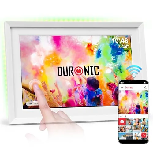 Duronic Frameo PF2A We Marco de Fotos Digital Conectado Pantalla táctil de 10,1 Pulgadas Reproductor de Fotos y vídeos de Alta resolución 1280 x 800 píxeles Memoria de 32 GB Cargador 5V/3A