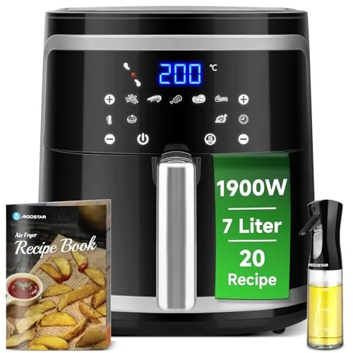 Aigostar Freidora de Aire 7L, 1900 W, Doble Uso: con Cesta o Cajón, Sin BPA