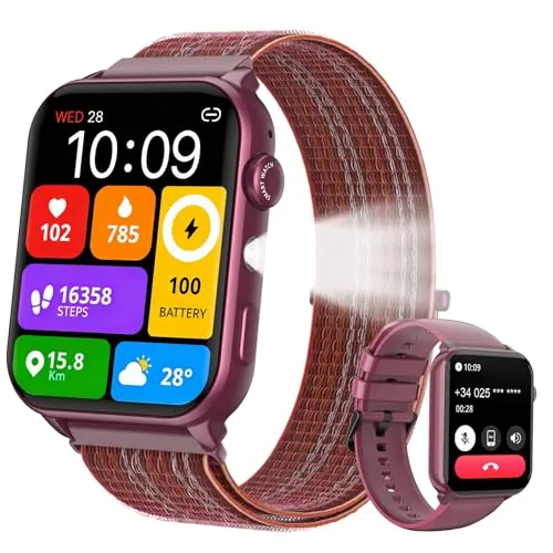 Baolubao Reloj Inteligente Mujer - Llamadas Bluetooth y Notificación, Smartwatch Mujer con Linterna, Smart Watch con 2 Correas, Esfera DIY, Pulsómetro, Sueño, IP68 Impermeable Reloj para iOS Android