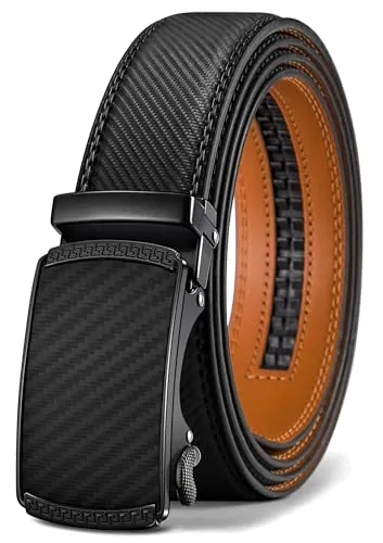BULLIANT Cinturón Hombre Cuero Automática Cinturón De Hombre 35MM-Tamaño Ajustable,Negro231,110cm/30-36" Cintura ajuste