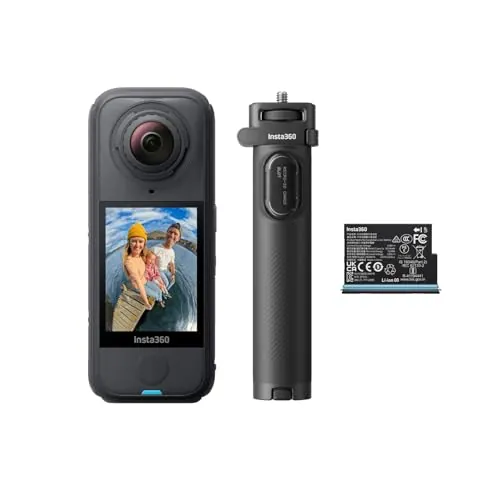 Insta360 X4 Air Paquete de Viaje: cámara 165 g con resolución 8K y 360°, Efecto Selfie Stick Invisible, Lentes reemplazables, graba Primero y encuadra después, Anti Viento Integrado, FlowState