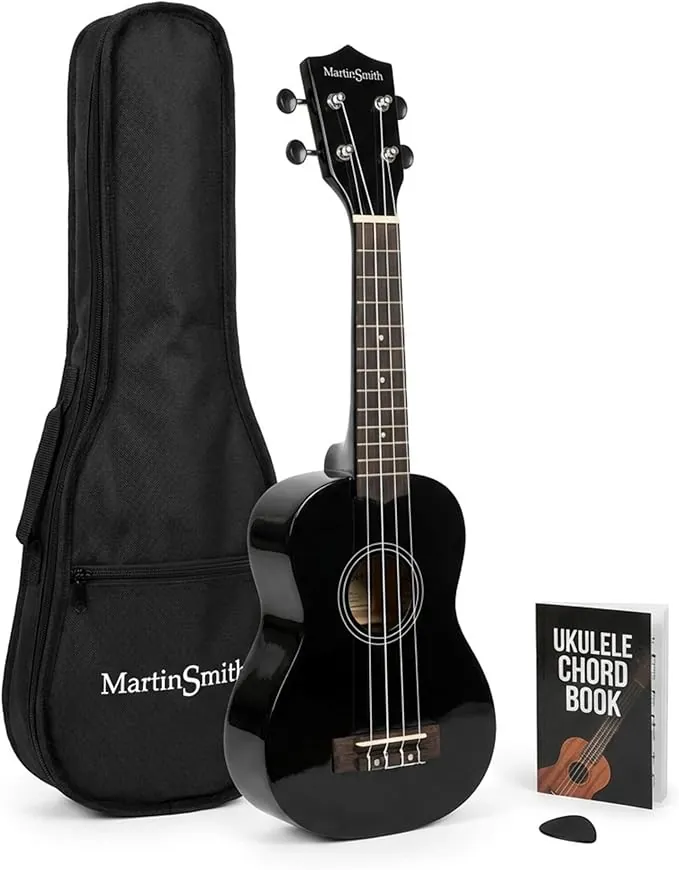 Martin Smith UK-212-BK Ukelele Soprano Ukulele con Bolsa - Negro, 21"
