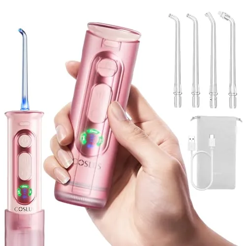 COSLUS T50 Irrigador Dental Bucal Inalámbrico Viajes con Pantalla, Rosa