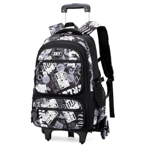 Amythe Mochila Escolar con Ruedas para Adolescentes Chicos 40L Negro