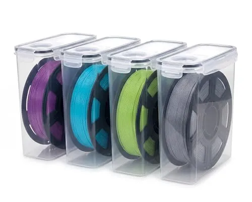 Withosent Caja de Almacenamiento para Filamento de Impresora 3D, 4 Piezas Recipiente Hermético con Sello de Silicona, Soporte para Bobina Antihumedad 1kg 1.75mm PLA PETG TPU, 4.0L