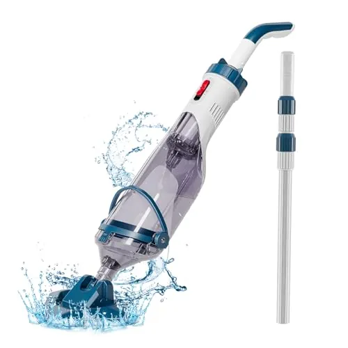 Enhulk Aspirador de Piscina con batería, hasta 60 Minutos de autonomía, Aspirador de Piscina con pértiga telescópica, succión de 4200 l/h, Ideal para Piscinas elevadas, spas y más, Azul