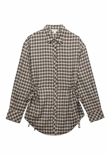 Marks & Spencer Camisa 100% algodón de Cuadros con cordón Ajustable en la Cintura Mezcla De Negro UK 20 (EU 48)