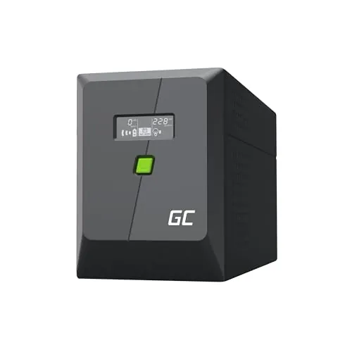 Green Cell UPS 2000 VA 1200 W PowerProof con Pantalla LCD – Onda Sinusoidal Modificada, Regulación de Corriente para Dispositivos, Prevención de Picos de Tensión, Alimentación de Emergencia.