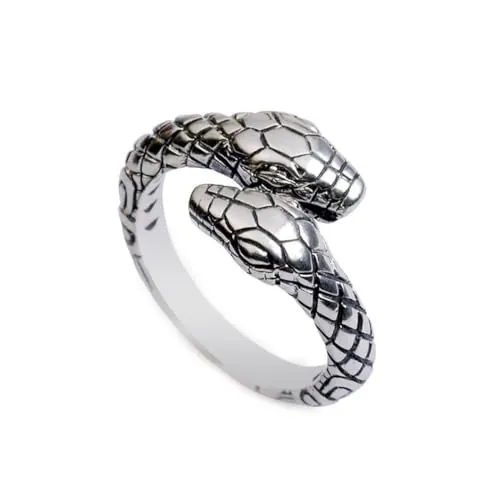 Youery Serpiente Anillo de Acero Inoxidable, Diseño Gótico Punk Vintage Animal en Plata para Hombres y Mujeres