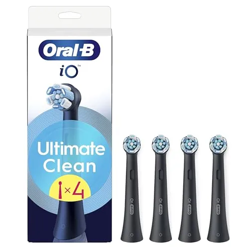 Oral-B iO Ultimate Clean Cabezales de Recambio Originales, Negro, Pack de 4