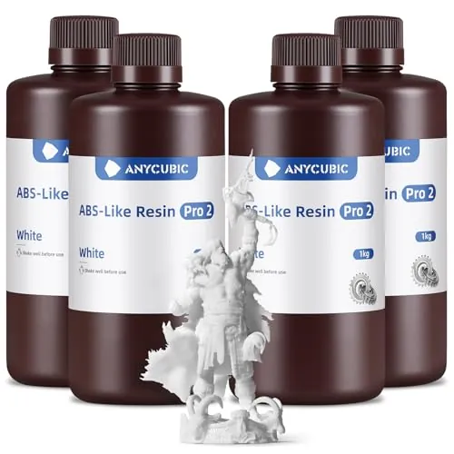 ANYCUBIC ABS-Like Resin Pro 2 para impresora 3D LCD, alta precisión y bajo olor, resina fotopolímero UV 405nm compatible con LCD/DLP (blanco, 4 kg)