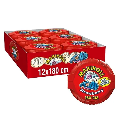 Boomer MaxiRoll Chicle de Fresa en Rollo (12 x 180cm de chicle)