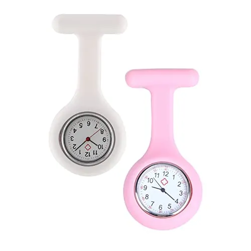 KARELLS Reloj De EnfermeríA Broche, Reloj de Bolsillo Enfermera Cuarzo, 2 Piezas Reloj de Bolsillo Médico, Relojes de Doctor Resistente al Agua con Silicona, Reloj De Enfermera con Broche