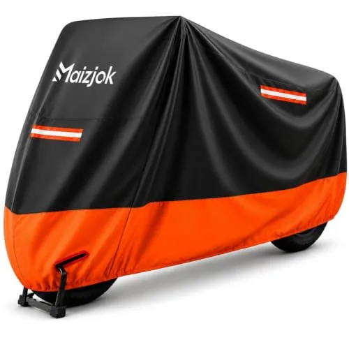 Maizjok® Funda Moto Impermeable, Cubierta Moto Exterior Interior 210D