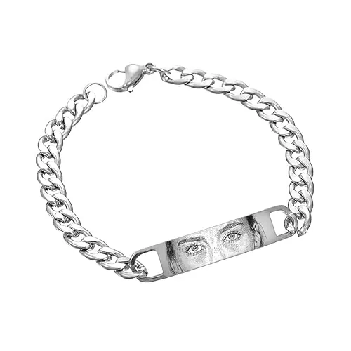 Genérico | Esclava hombre personalizada | Esclava hombre grabada | Pulsera Hombre grabada | Pulsera acero inoxidable personalizable | Pulsera para hombre o mujer (Mirada)