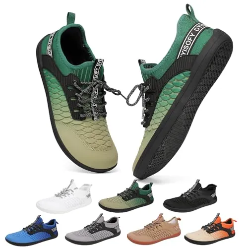 DYISOFY Zapatillas Barefoot Mujer Hombre Calzado Minimalista Primavera Verano Zapatos Deportivas Casual Anchas Ligeras Antideslizante Transpirable para Caminar Gym Fitness Trail (Verde, 37 EU)​​