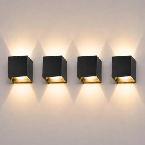 ledmo 4 Piezas Aplique Pared Exterior LED 12W 3000K IP65 Ángulo Ajustable