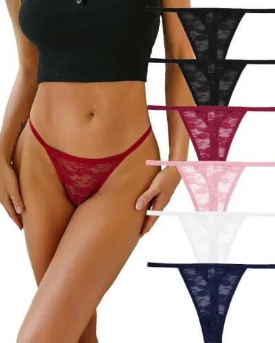 ALL OF ME Juego de 6 Tangas Sexy para Mujer, Ropa Interior de Encaje, Ropa Interior Suave, lencería Hipster, Tangas Sexy para Mujer, Paquete múltiple,A-6,M
