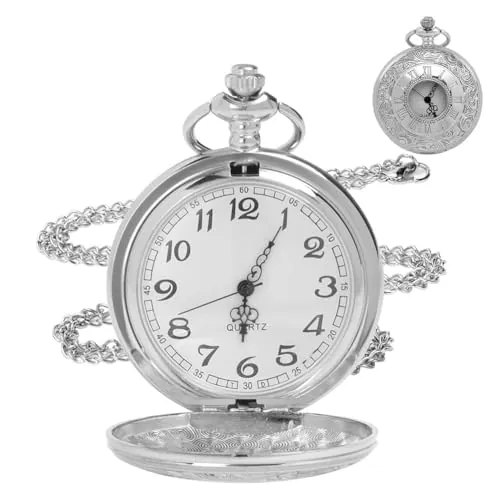 OFFCUP Reloj de Bolsillo Vintage con Cadena, Relojes de Bolsillo de Cuarzo, Regalo Antiguo para Cumpleaños, Aniversario, Navidad, Día del Padre