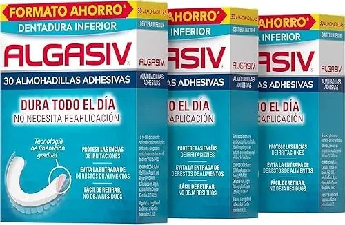 Algasiv Almohadillas Adhesivas Dentadura Inferior Pack de 3 x 30 Unidades