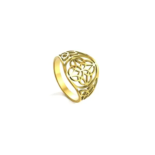 SIMBOLIKS Nudo de bruja Anillo de protección Acero inoxidable de color oro Regalo Meditación Espiritual Místico Wicca Bruixa meiga Witch wicca