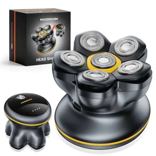 MAXGROOM 6D Afeitadora Cabeza Hombre, Maquina de Afeitar Cabeza, Gris