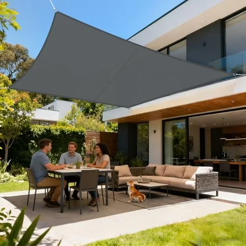 LOVE STORY Toldo Vela de Sombra Impermeable Rectangular 4x5m Protección Rayos UV, PES Toldos para Patio,Exterior Terrazas, Jardín, Balcon (Antracita)