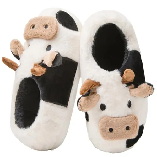 Coswind Zapatillas casa Mujer Hombre Invierno Vaca Pantuflas de Peluche